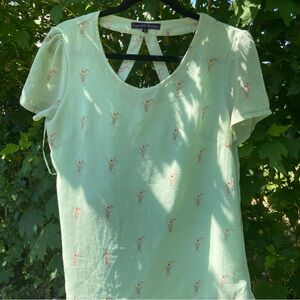 Retro Milkshake Print Mint Top!! 🍦🤍🍒